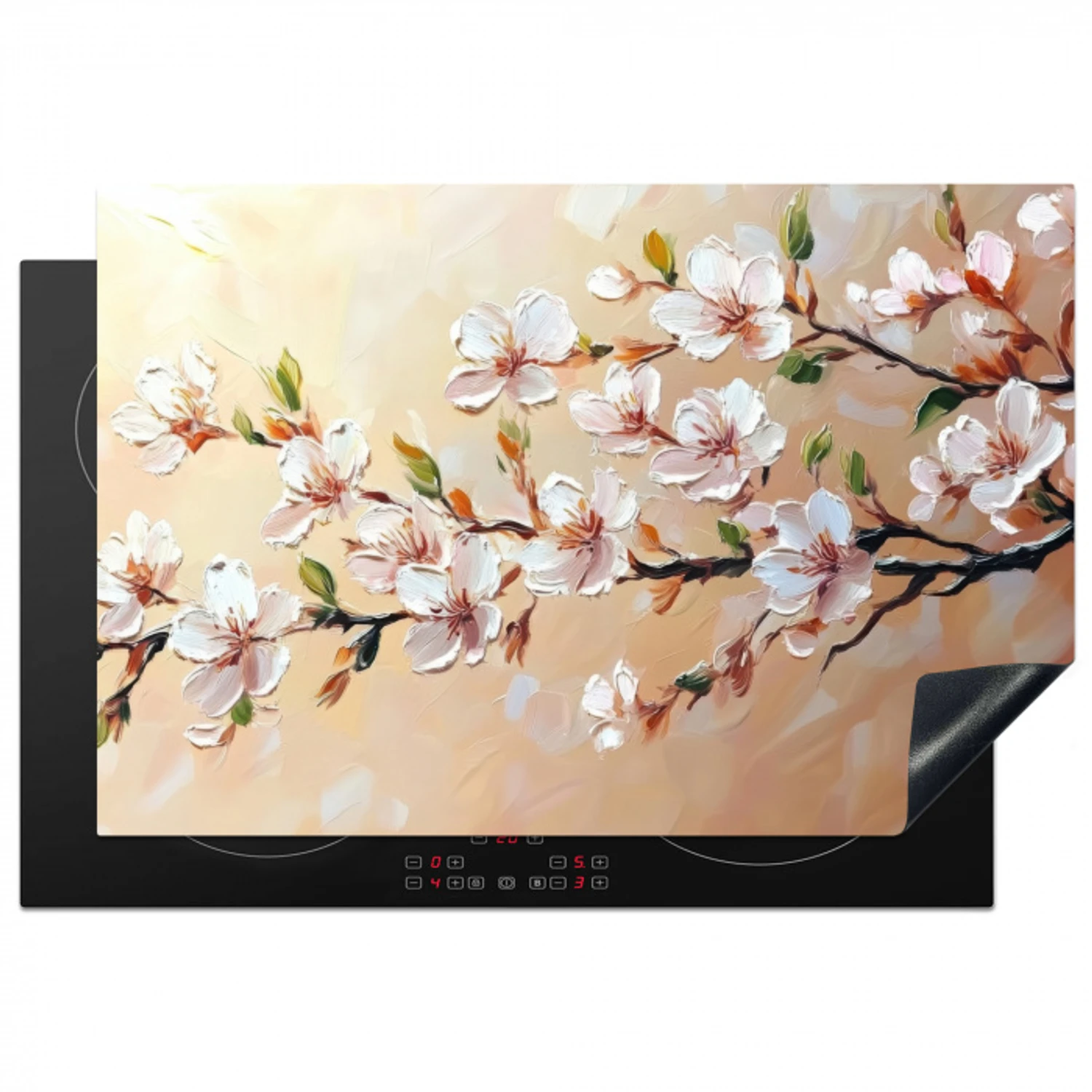 Bloesemtakken - Schilderachtig - Roze Inductie beschermer vinyl 3mm klein -3d