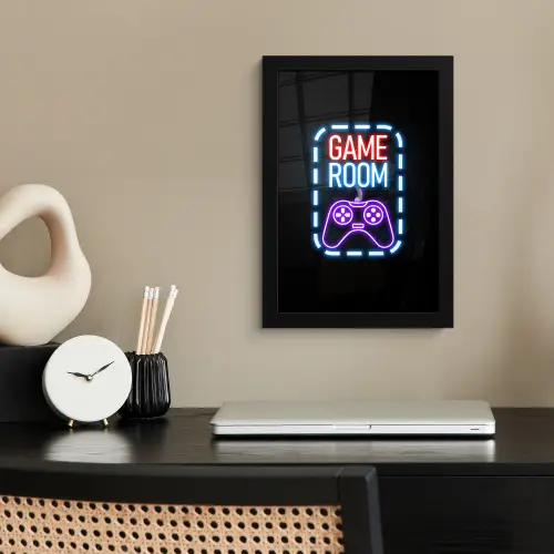 Neon - Quotes - Game room - Controller - Zwart fotolijst zwart zonder passe partout klein -sfeer1