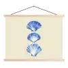Schelpen - Blauw - Beige textielposter latten blank klein -3d