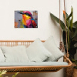 Zangvogel - Vlakken - Abstract - Kleurrijk tuinposter los doek klein -sfeer7