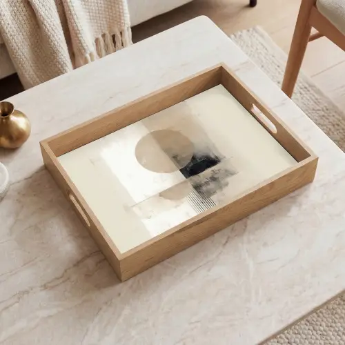 Cirkel - Compositie - Diepte - Beige Dienblad Rechthoek middel -sfeer1