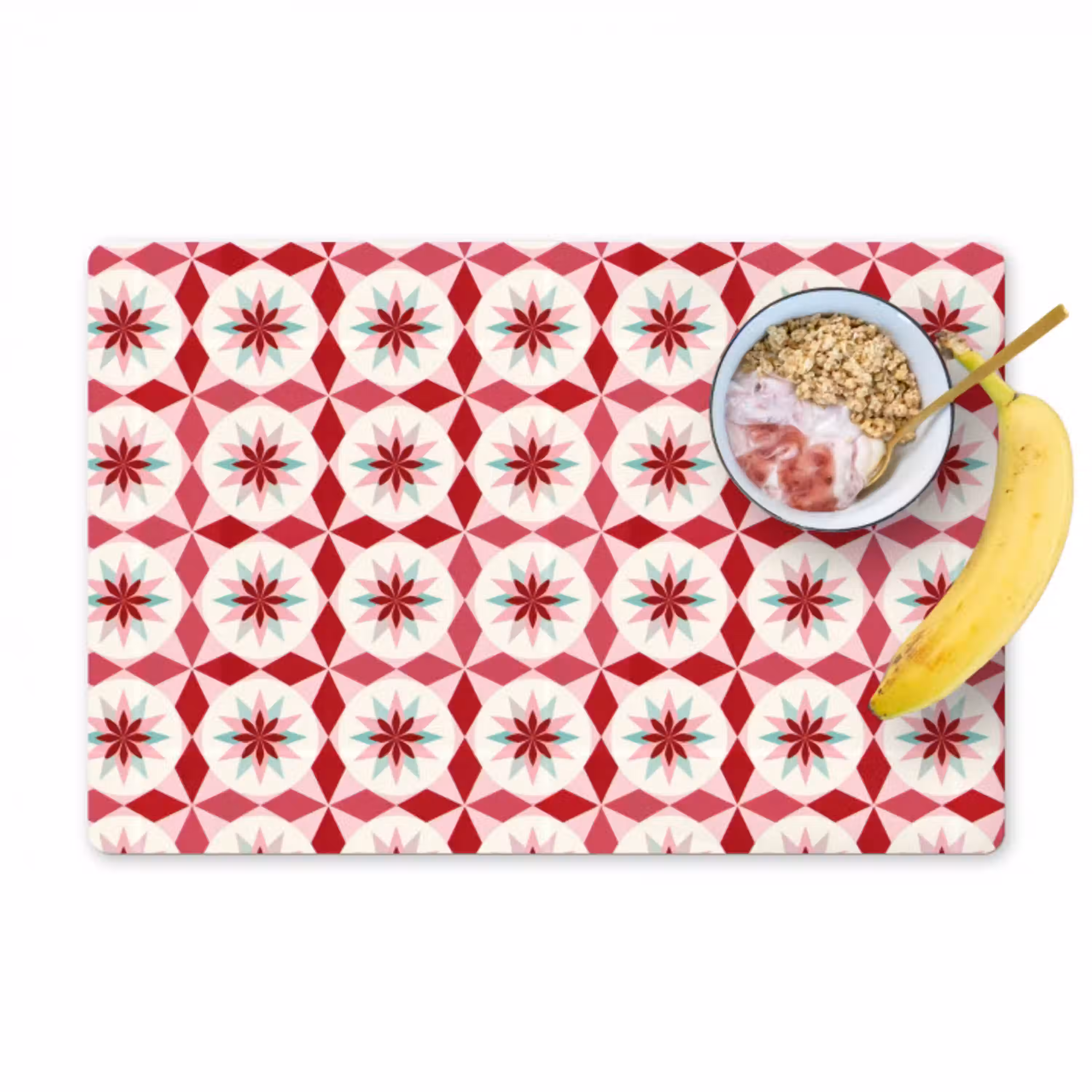 Tegelpatroon - Sterren - Retro - Roze - Mintgroen Placemat vinyl groot 368 -zzzproduct_Kitchenyeah-website