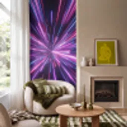 Lichtsnelheid - Ruimte - Roze - Paars Behang Vinyl klein -sfeer2