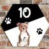 Zwart wit - Huisdier - Staffordshire bullterriër Naambord Hexagon klein -sfeer2