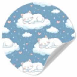 Kitten - Wolken - Blauw Wandcirkel behangsticker klein 186 -3d