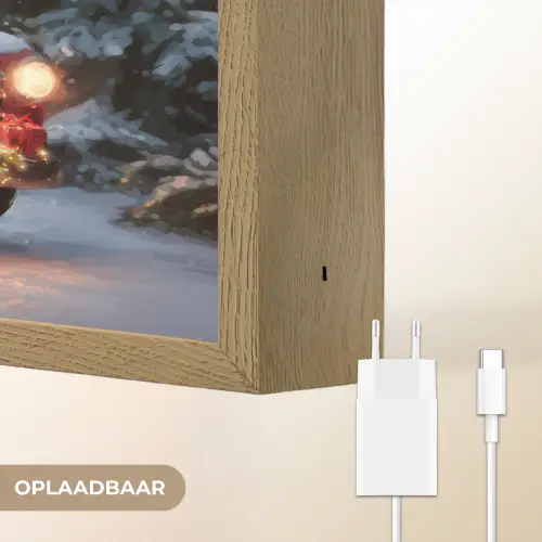 Kersttruck - Sneeuwbos - Rood Light Box met batterij (Wandlamp) middel -USP_websiteoplaadbaarNL