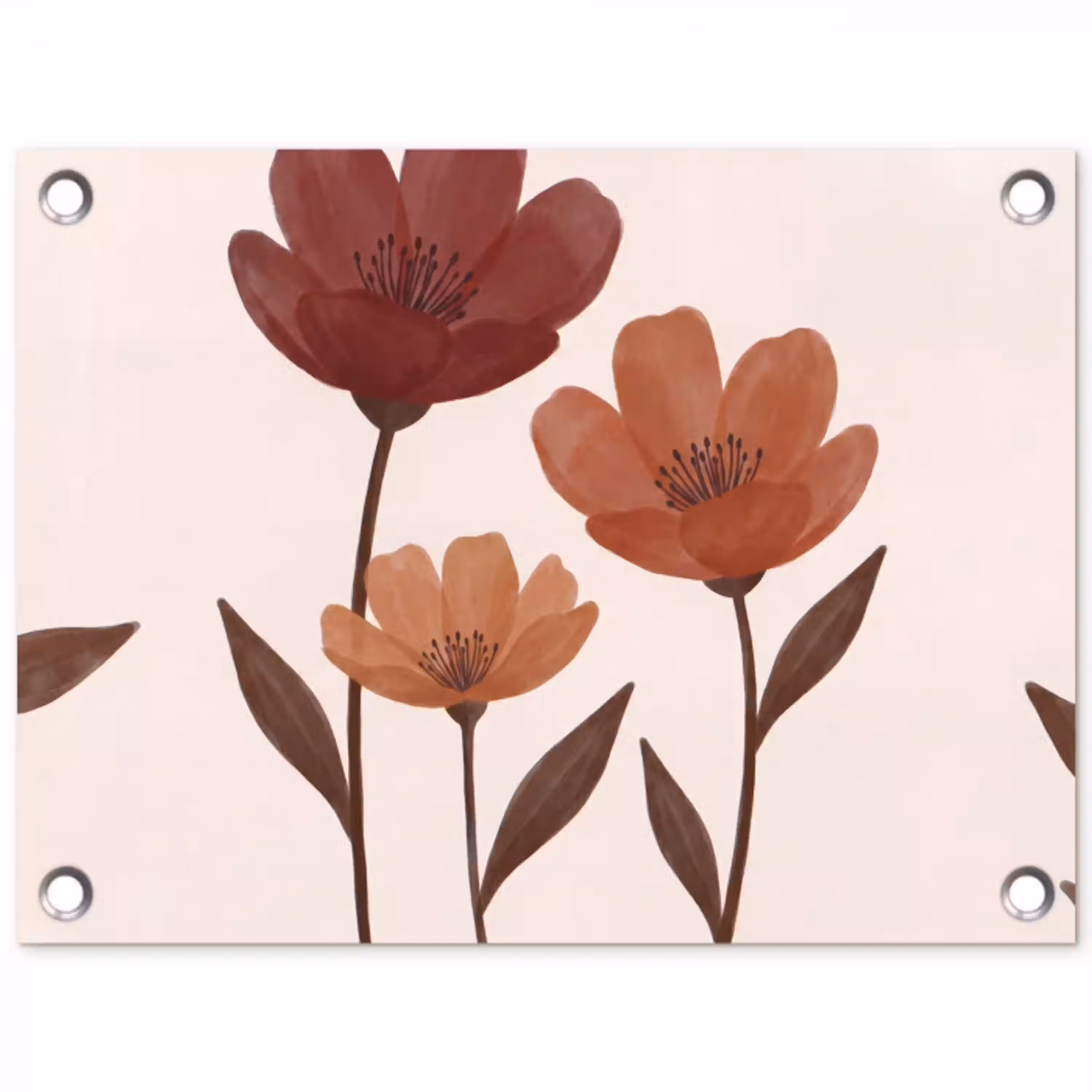 Bloemen - Abstract - Modern - Bruin - Decoratief tuinposter los doek klein -3d