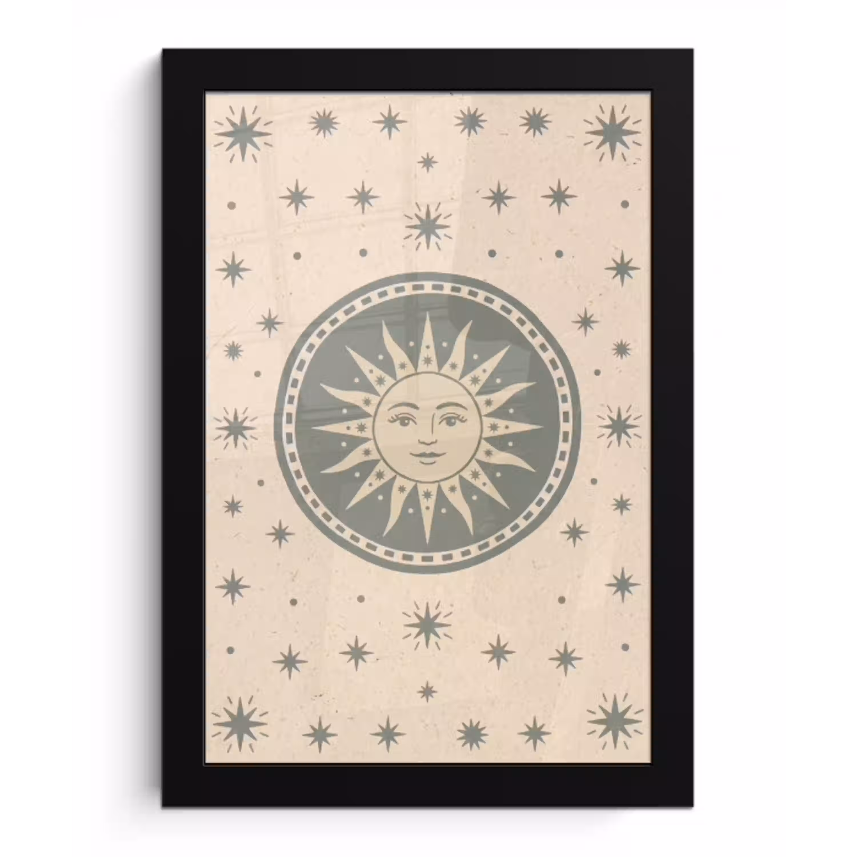 Zon - Sterren - Astrologie - Vintage - Groen fotolijst zwart zonder passe partout klein -3d