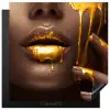 Goud - Vrouw - Verf - Lippen - Luxe Inductie beschermer vinyl 3mm middel -3d