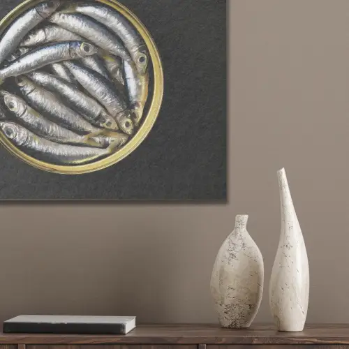 Sardines - Vissen - Rond - Zwart PET vilt klein -sfeer6_closeup