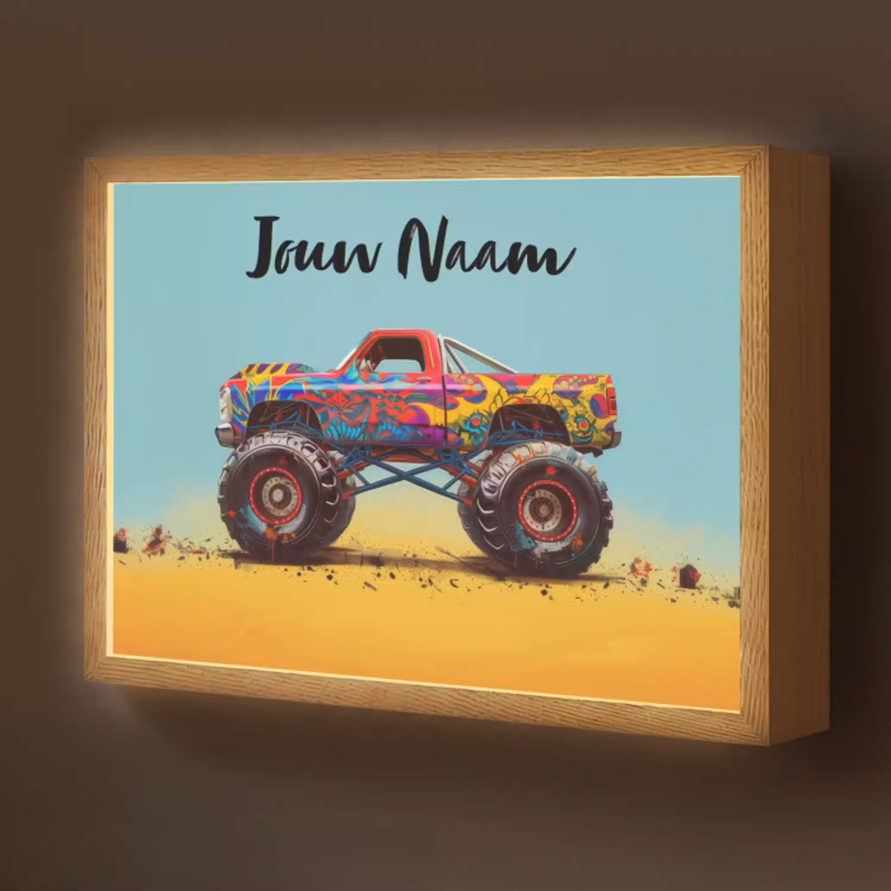 Monstertruck - Graffiti - Jongens - Auto Light Box met batterij (Wandlamp kind) middel -z3d_website