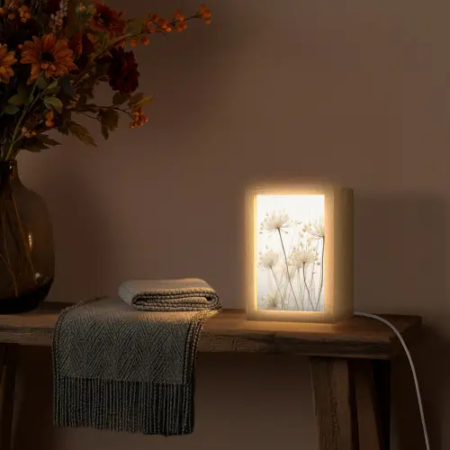 Bloemen - Wit - Zonlicht Light Box met kabel (Tafellamp) klein -sfeer4