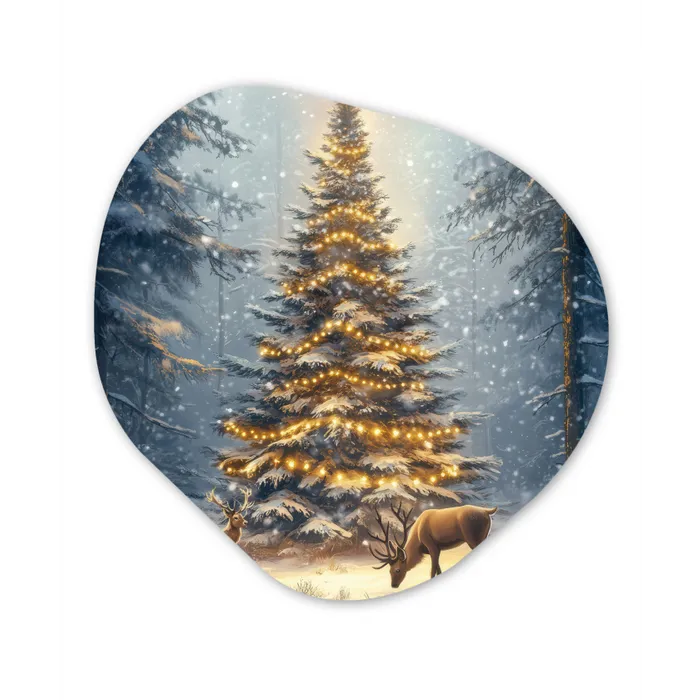 Kerstlicht - Woud - Hert - Donker Wandcirkel Organisch Forex 3mm klein -3d