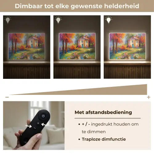 Landschap - Kleurrijk - Olieverf - Kunst Light Box met batterij (Wandlamp) middel -USP_dimbaarNL