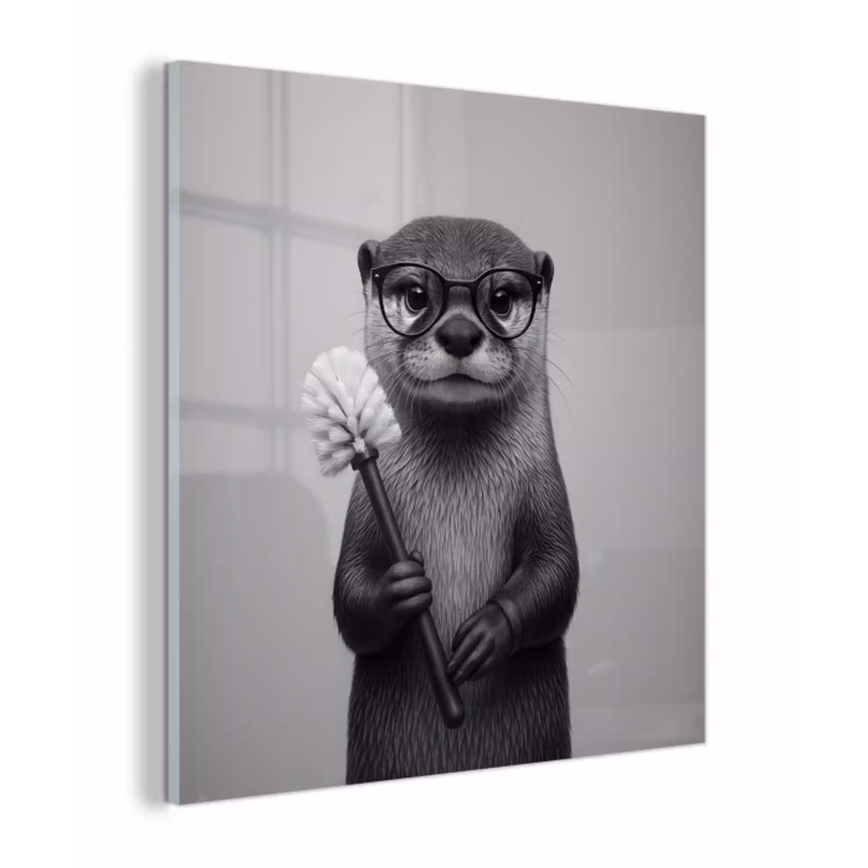 Otter - Wc-borstel - Bril - Zwart - Wit plexiglas 5mm klein -z3d