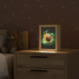 Basketbal - Vuur - Vlammen - Groen Light Box met kabel klein -sfeer1_kind