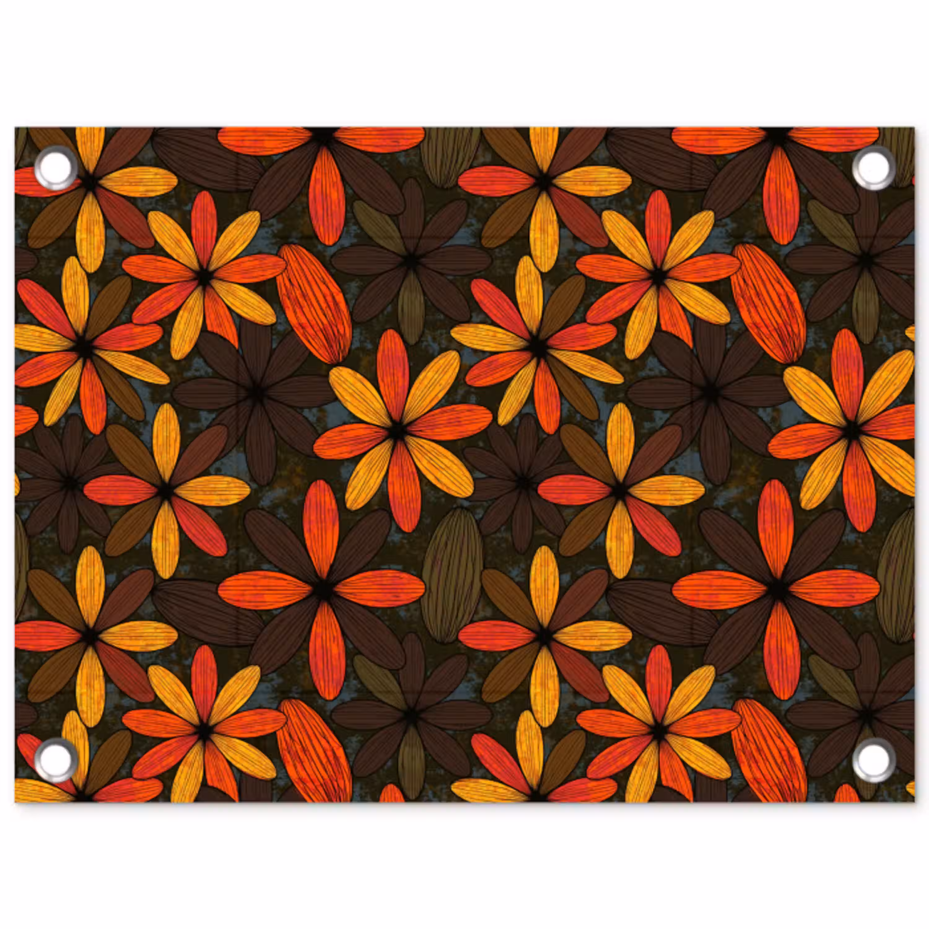 Oranje - Retro - Bloemen - Herfst tuinposter los doek klein 239 -3d