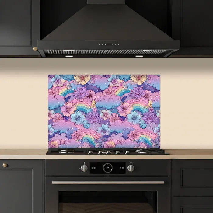 Regenbogen - Bloemen - Kleurrijk - Wolken keuken achterwand spatscherm klein -sfeer1