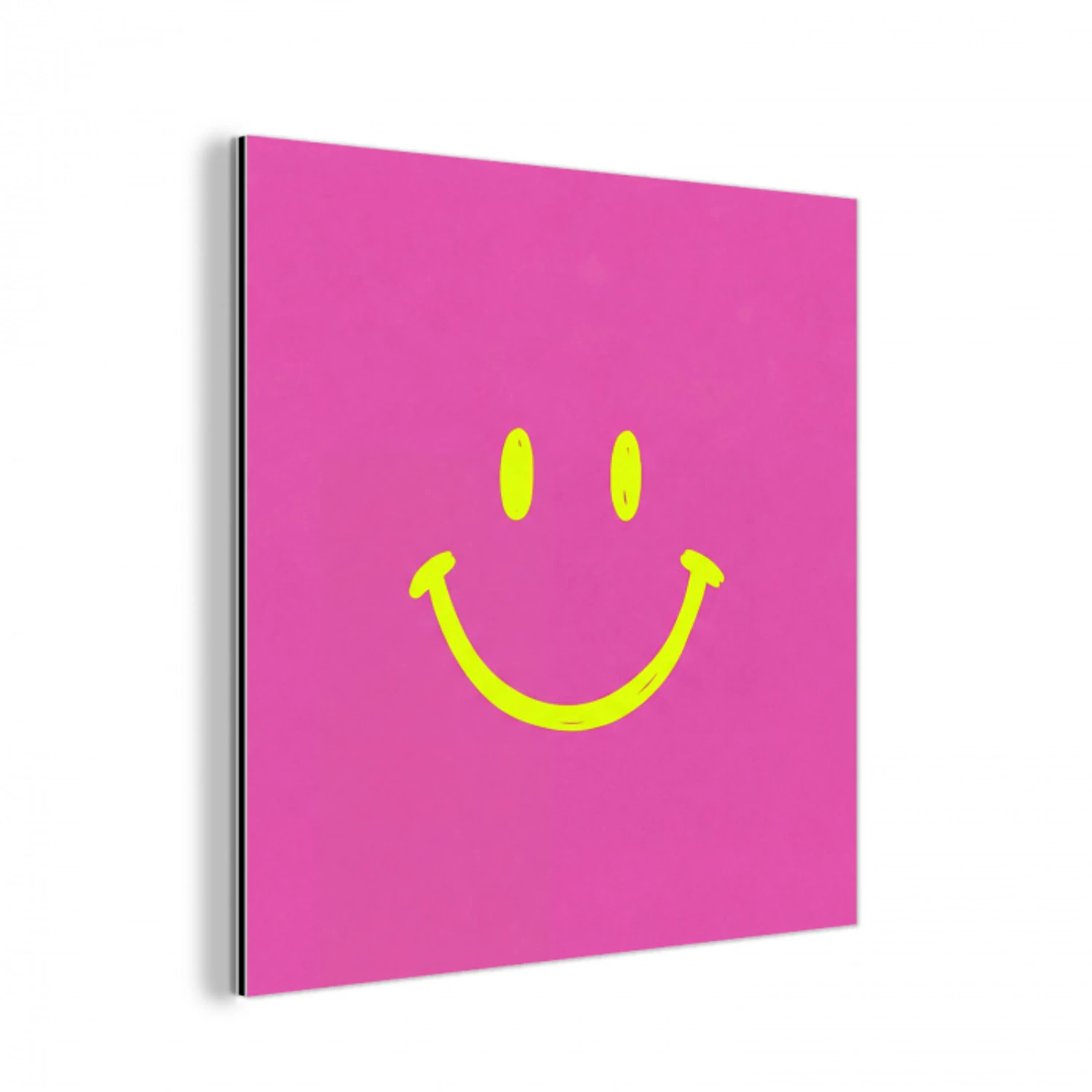 Smiley - Vrolijk - Roze aluminium wit klein -3d