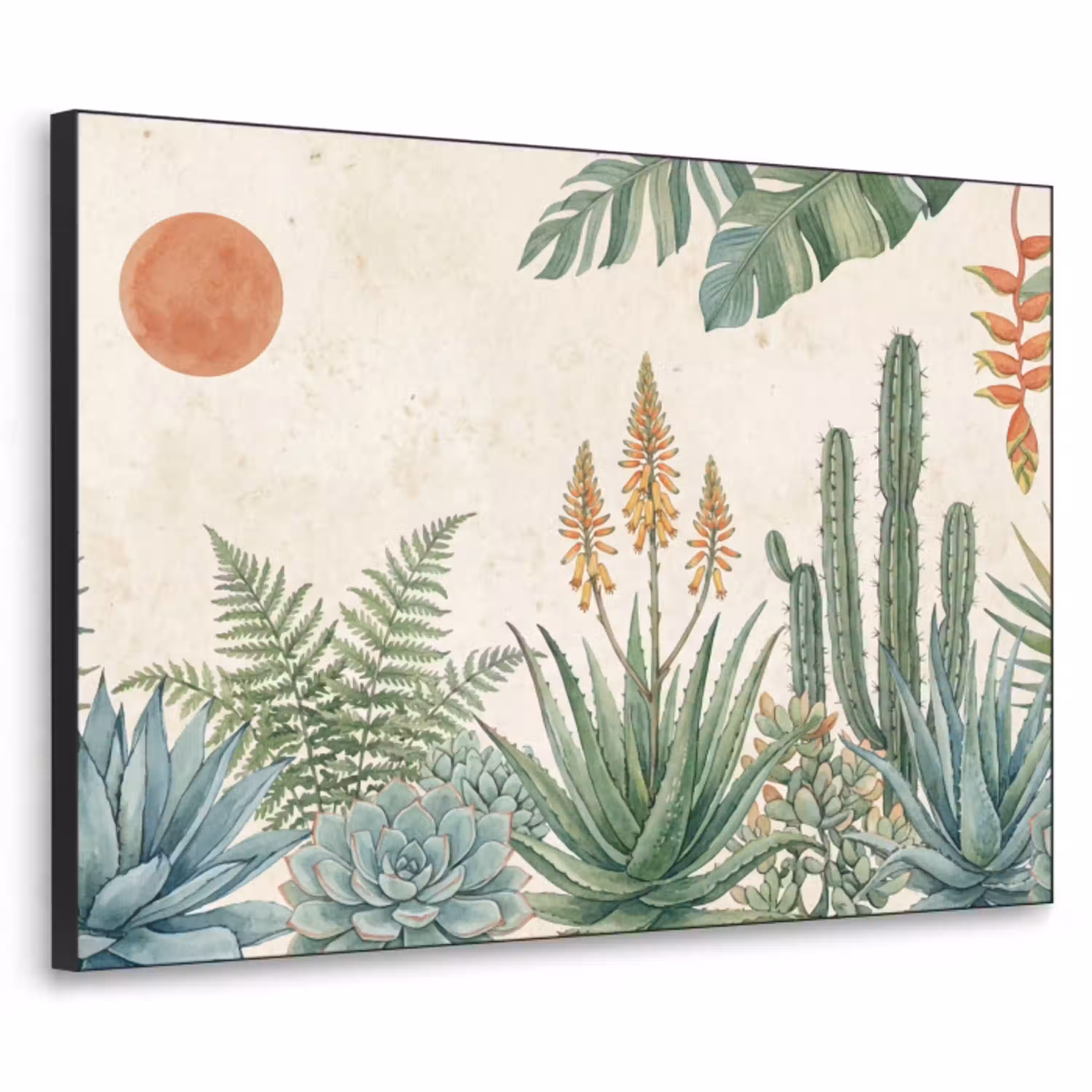 Woestijn - Planten - Groen Textielframe zwart klein -3d