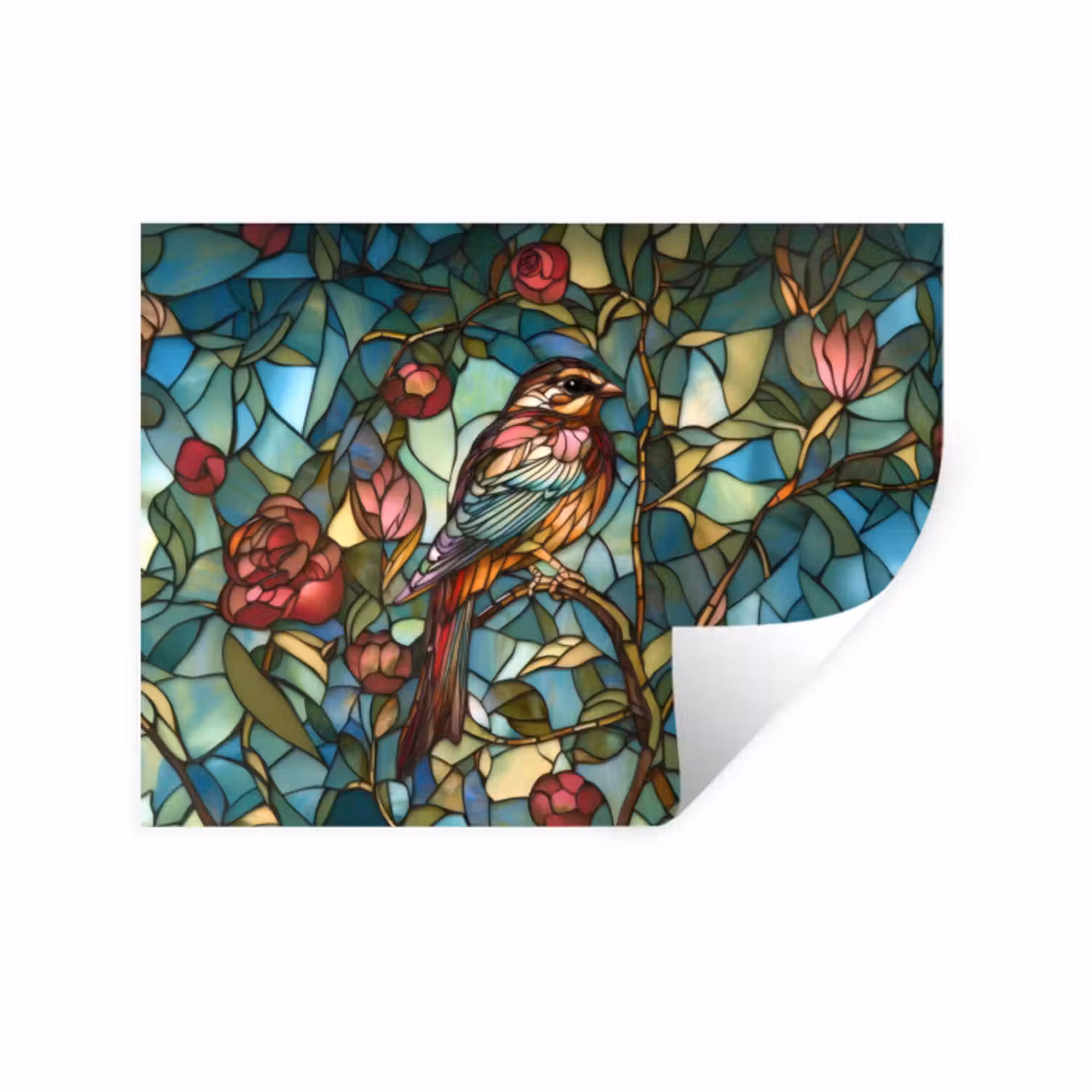 Wandtattoo – Vogel - Zweig - Rosen - Mosaik