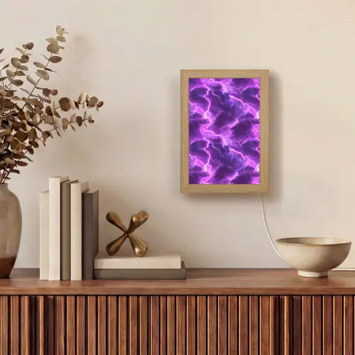 Paars - Bliksem - Wolken Light Box met kabel (Tafellamp) klein 925 -sfeer2