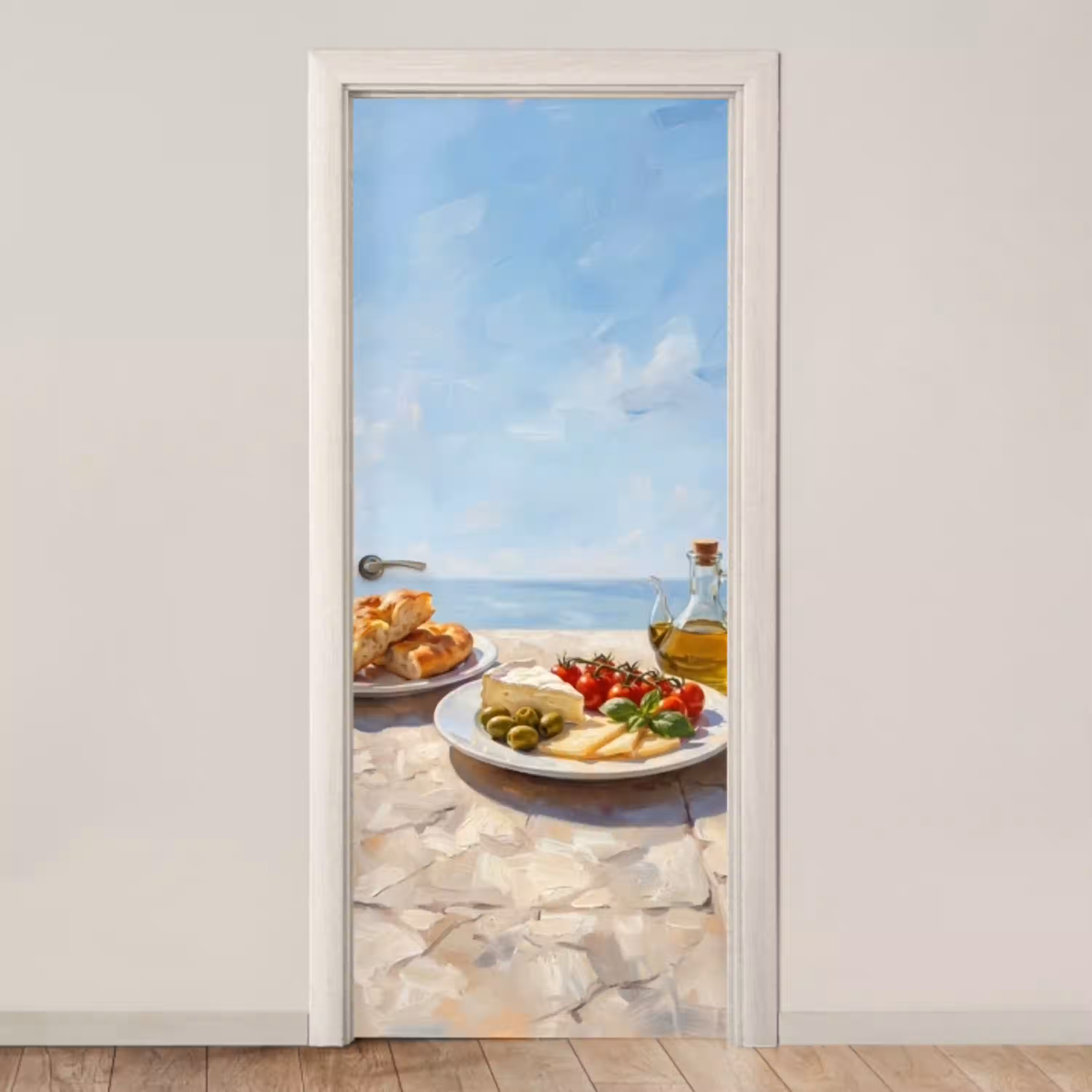 Eten - Middellandse Zee - Natuur - Geschilderd deurposter klein -3d_beige