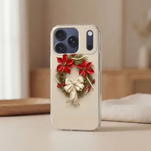 Deurkrans - Strik - Kerst - Rood - Groen Telefoonhoesje iPhone 17 Pro klein -sfeer2