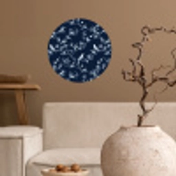 Grafisch - Bloesemtak - Blauw Wandcirkel behangsticker klein 186 -sfeer1