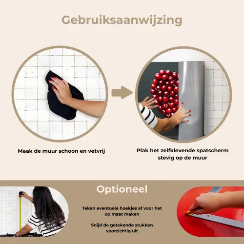 Kersen - Hart - Rood - Zwart keuken achterwand spatscherm klein -gebruiksaanwijzing_NL