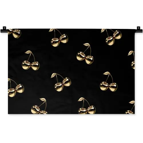 Patroon - Kersen - Goud - Chrome Wandkleed katoen klein -zz3d