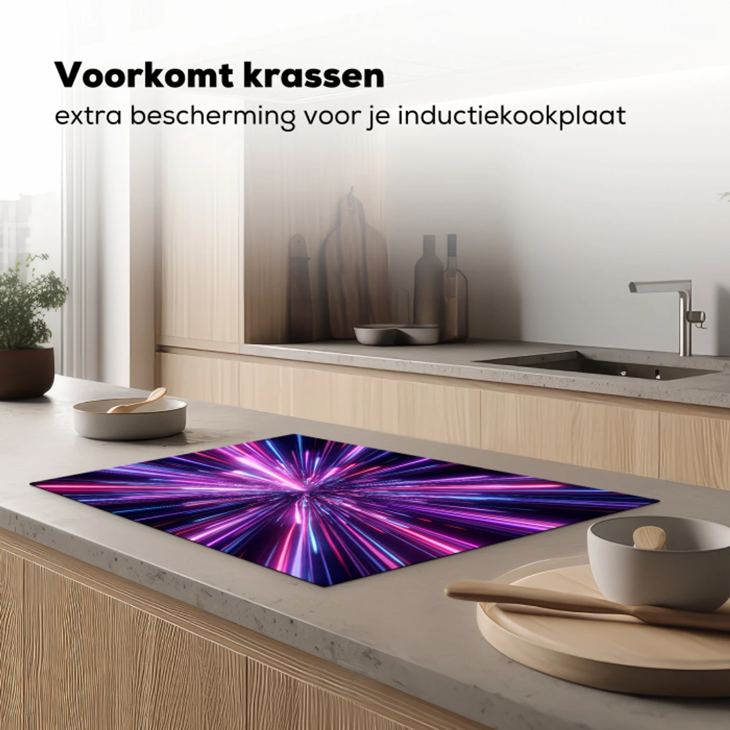 Lichtsnelheid - Ruimte - Roze - Paars Inductie beschermer vinyl 3mm klein -sfeer1