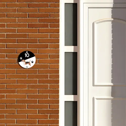 Zwart wit - Huisdier - Beagle Naambord Rond klein -sfeer3-rond-XS