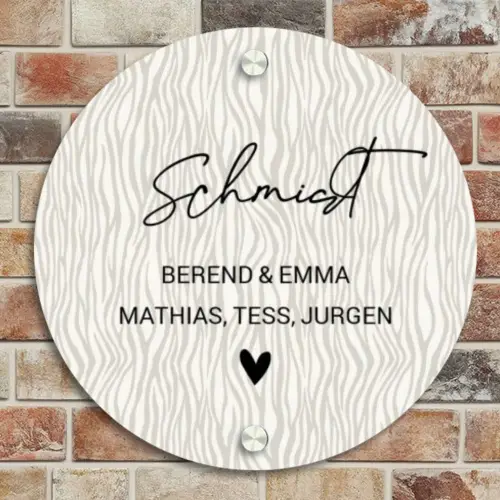 Beige golvende strepen - Sierlijk Naambord Rond klein -sfeer2