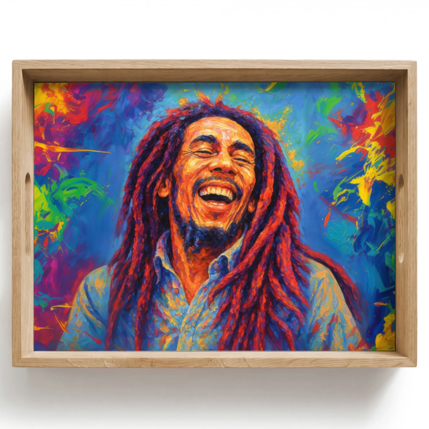 Regenboogkleuren - Man - schilderij Dienblad Rechthoek middel -z3d_shopping