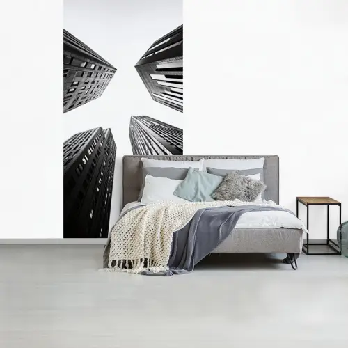 Gebouwen - Lucht - Zwart fotobehang vinyl groot -slaapkamer