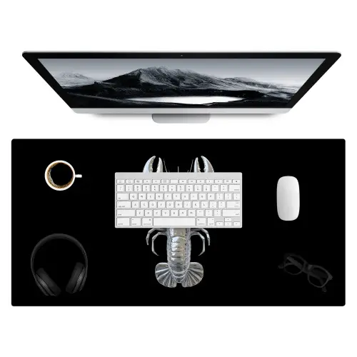 Kreeft - Zilver - Metallic - Luxe Muismat XXL klein -3d