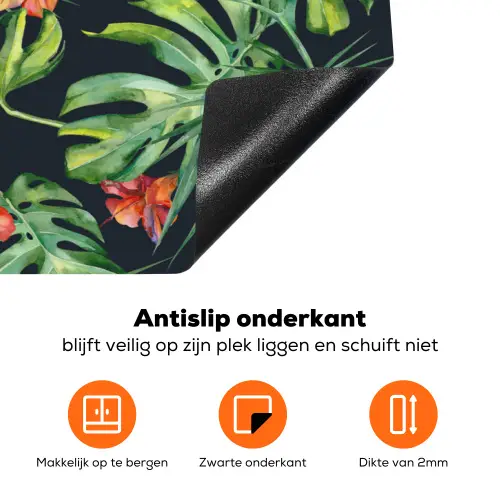 Bladeren - Bloemen - Jungle - Tropisch Inductie beschermer vinyl 3mm groot -zzzzzzz-td-onderkant