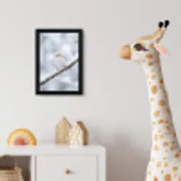 Vogeltje - Sneeuw - Tak - Winter - Zacht fotolijst zwart zonder passe partout klein -usfeer4_kinderkamer