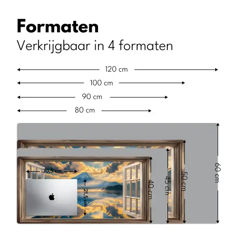 Doorkijk - Landschap - Bergen - Uitzicht - Raam Muismat XXL klein -sfeer5