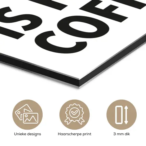 Quotes  - Koffie - Bonen - Modern aluminium wit klein -closeup_NL
