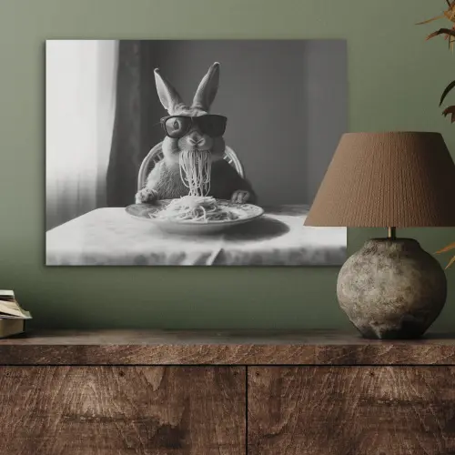 Konijn - Bunny - Zonnebril - Tafelkleed - Pasta - Schattig PET vilt klein -sfeer2