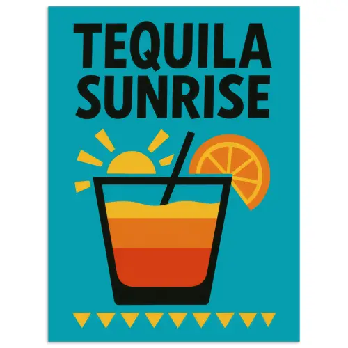 Illustratie - Tequila - Glas - Blauw poster papier klein -3d