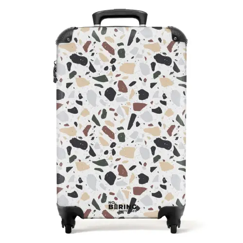 Terrazzo natuurlijk kleurpatroon NBS - Handbagage koffer - Kinderen Unisex middel -productfoto_recht