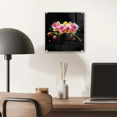 Orchidee - Graffiti - Kleurrijk - Bloemen - Abstract plexiglas 5mm klein -sfeer6