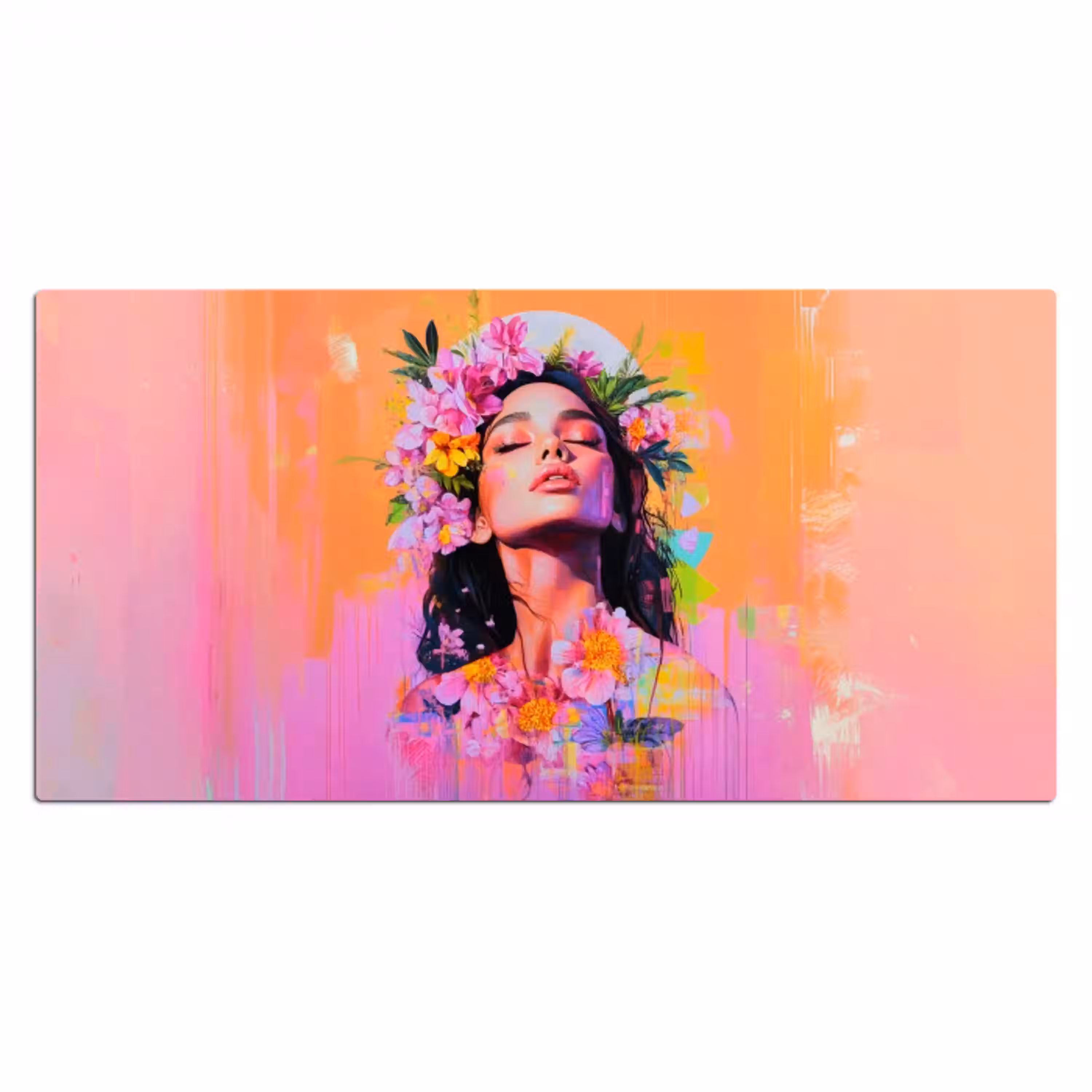 Portret - Bloemenkroon - Vrouw Muismat XXL klein -3d_leeg