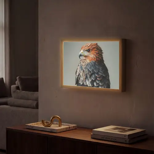 Vogel - Realistisch - Veren - Bruin Light Box met batterij (Wandlamp) middel -sfeer1