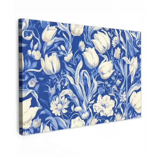 Bloemen - Delfts Blauw - Patroon - Tulp canvas 2cm klein -z3d