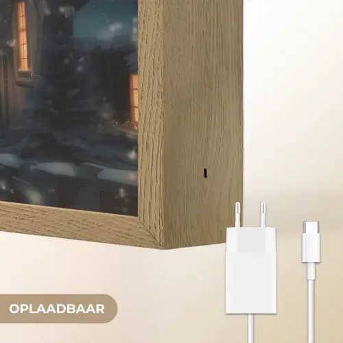 Winterdorp - Sneeuw - Donker Light Box met batterij (Wandlamp) middel -USP_websiteoplaadbaarNL