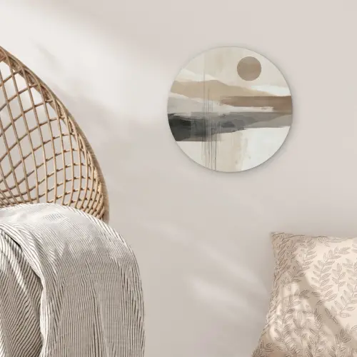 Minimalistisch - Landschap - Dimensie Akoestische PET Vilt - Rond klein -sfeer4